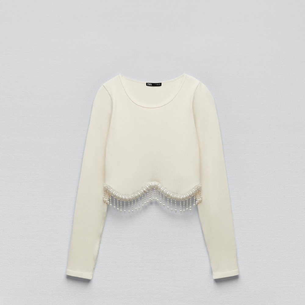 Zara Cropped Top with Pearls
